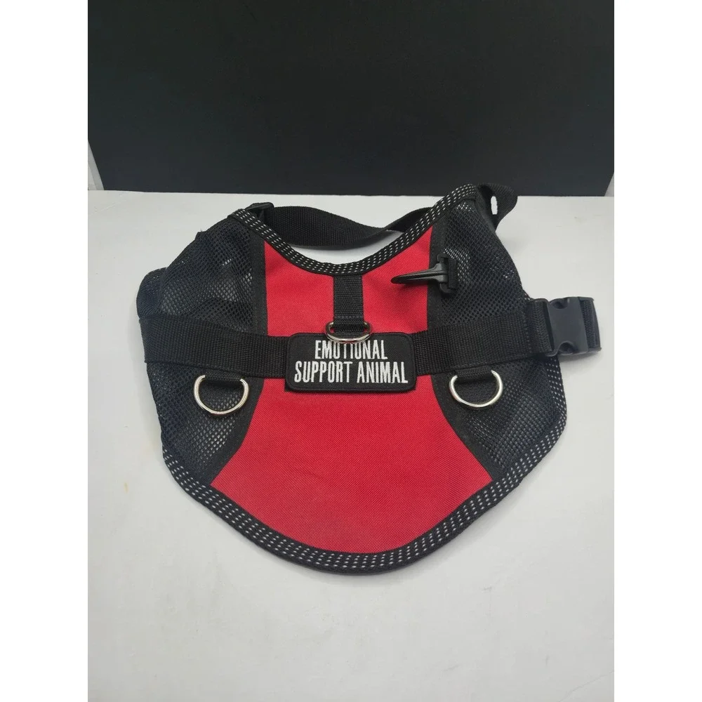 ESA Dog Harness Emotional Support Animal Vest Red Black Mesh Small